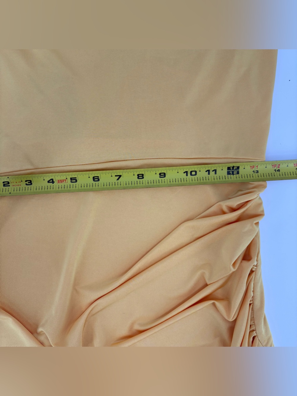 Y2K Yellow Cowl Neck Slip Dress Spaghetti Strap Sexy Ruched Large - Picture 11 of 12